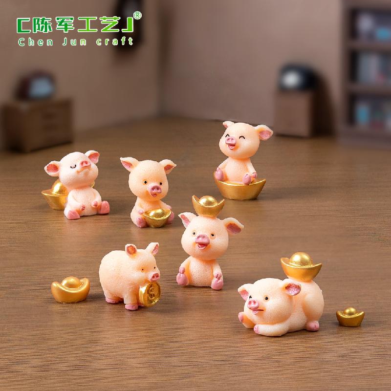 Phụ Kiện Tiểu Cảnh Tiểu cảnh heo may mắn, trang trí cây cảnh và xe hơi mini (ZC-398)