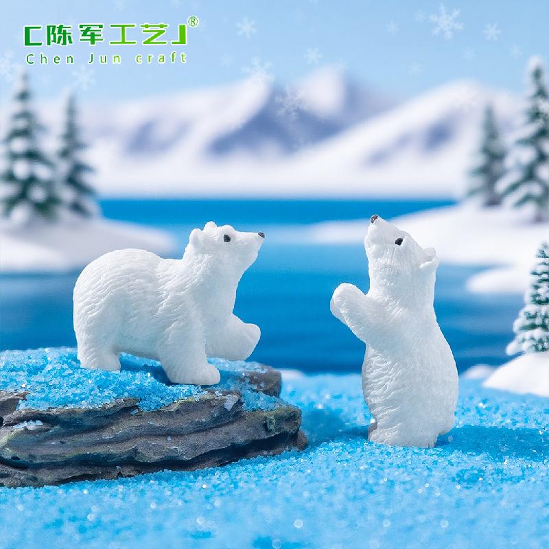 Phụ Kiện Tiểu Cảnh 微景观创意写实北极熊母子公仔 造雪景DIY装饰品挂配件迷你小摆件