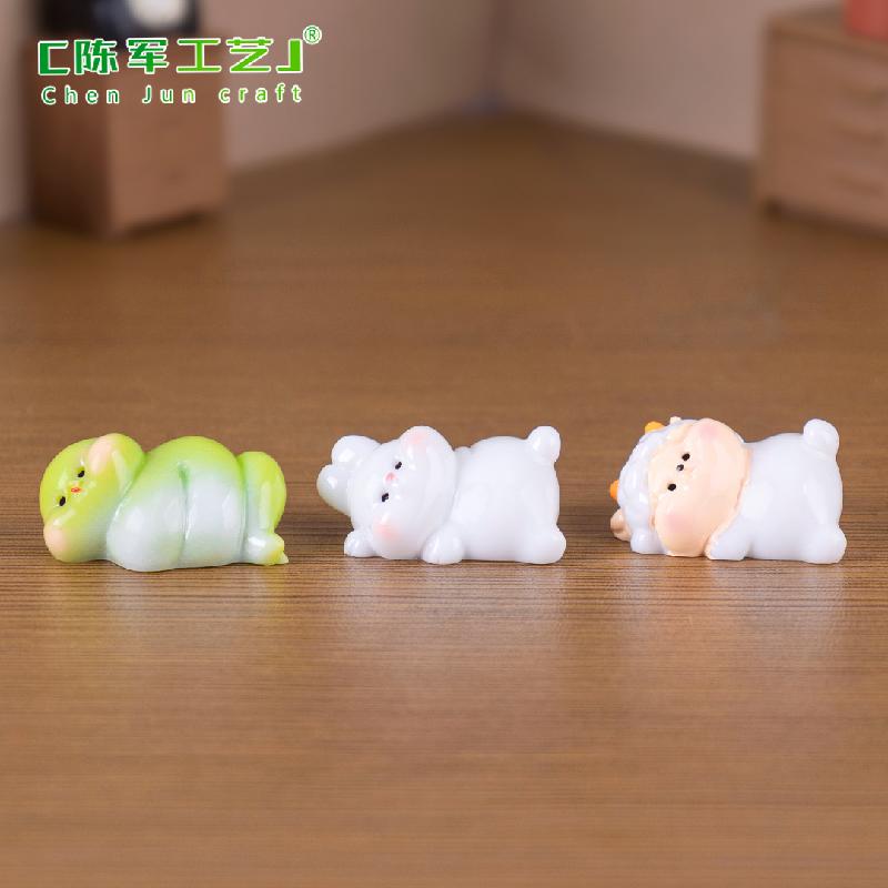 Phụ Kiện Tiểu Cảnh 微景观创意十二生肖排排趴萌粒 DIY装饰品配件迷你车载桌面小摆件