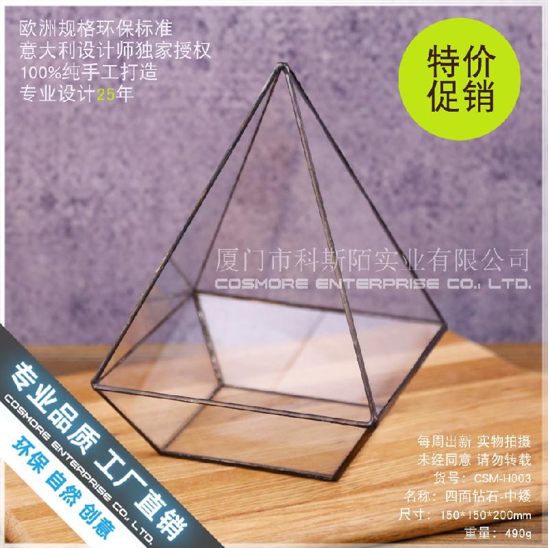 Chậu Đa Giác Nhà kính kim cương 4 mặt, tiểu cảnh rêu (DG-74)