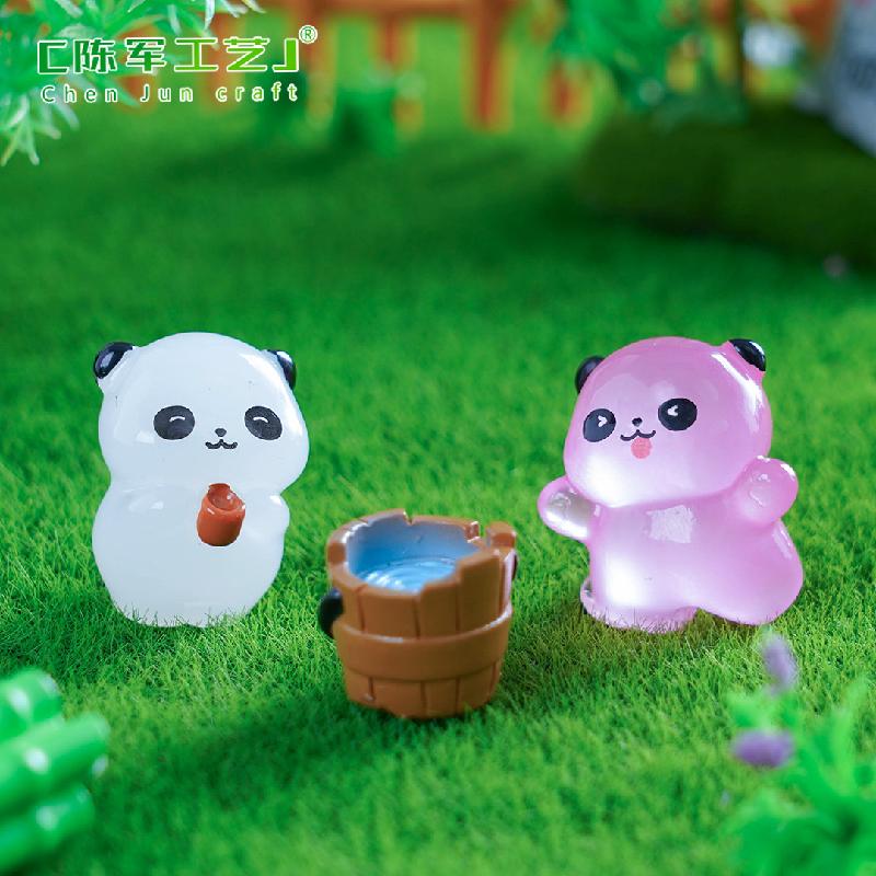 Phụ Kiện Tiểu Cảnh 微景观创意可爱夜光熊猫萌粒园艺造景 DIY装饰配件迷你桌面小摆件