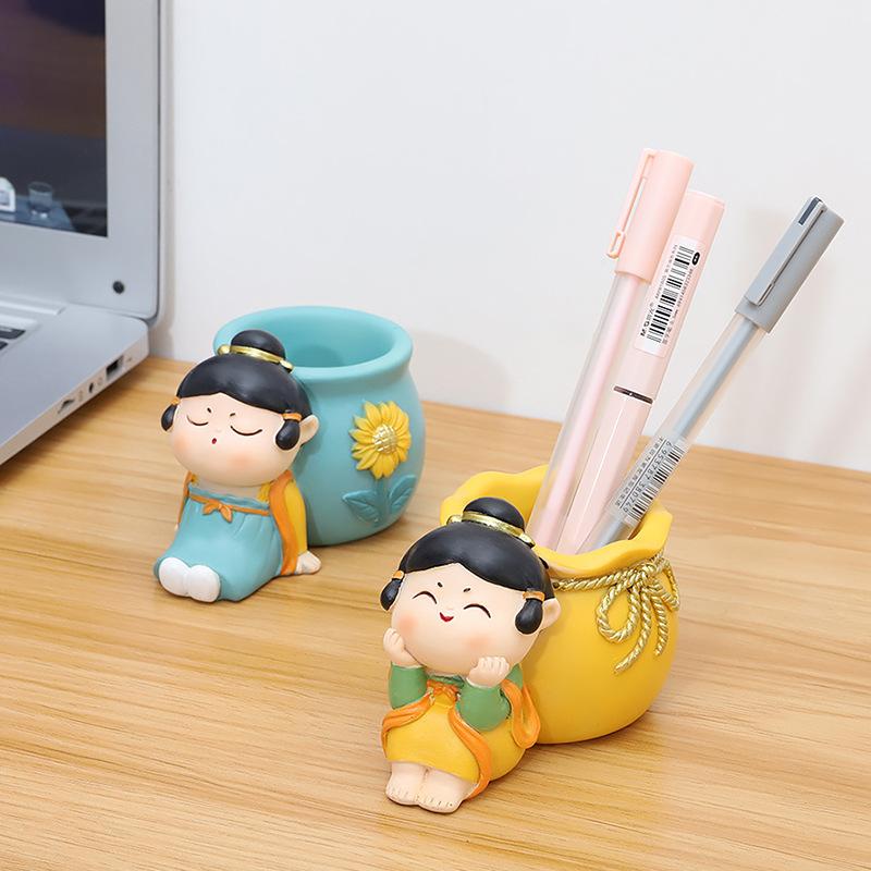 Chậu Cây Resin Chậu cây mọng nước hình mỹ nữ nhà Đường, chậu mini phong cách Trung Hoa, trang trí sân vườn (RG-155)