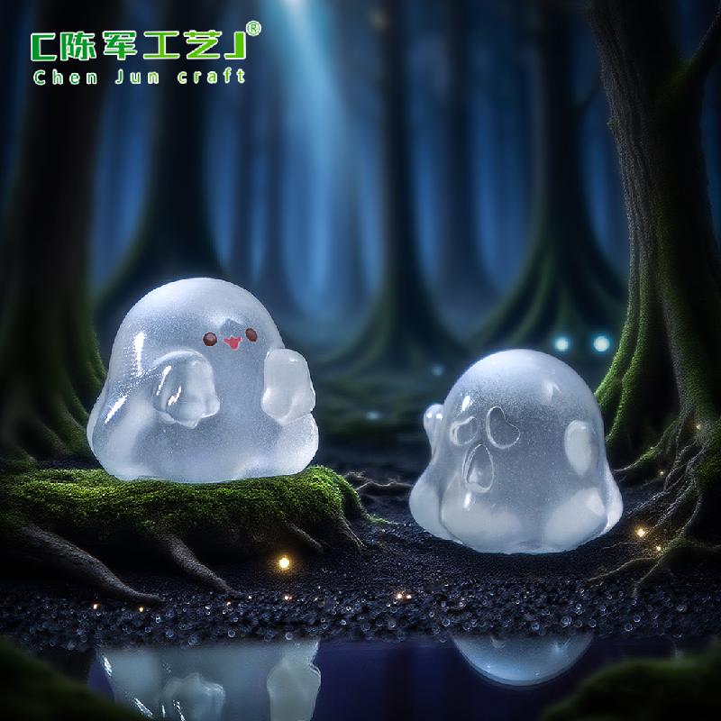 Phụ Kiện Tiểu Cảnh 微景观万圣夜光透色可爱小幽灵公仔萌粒 DIY装饰品配件桌面小摆件