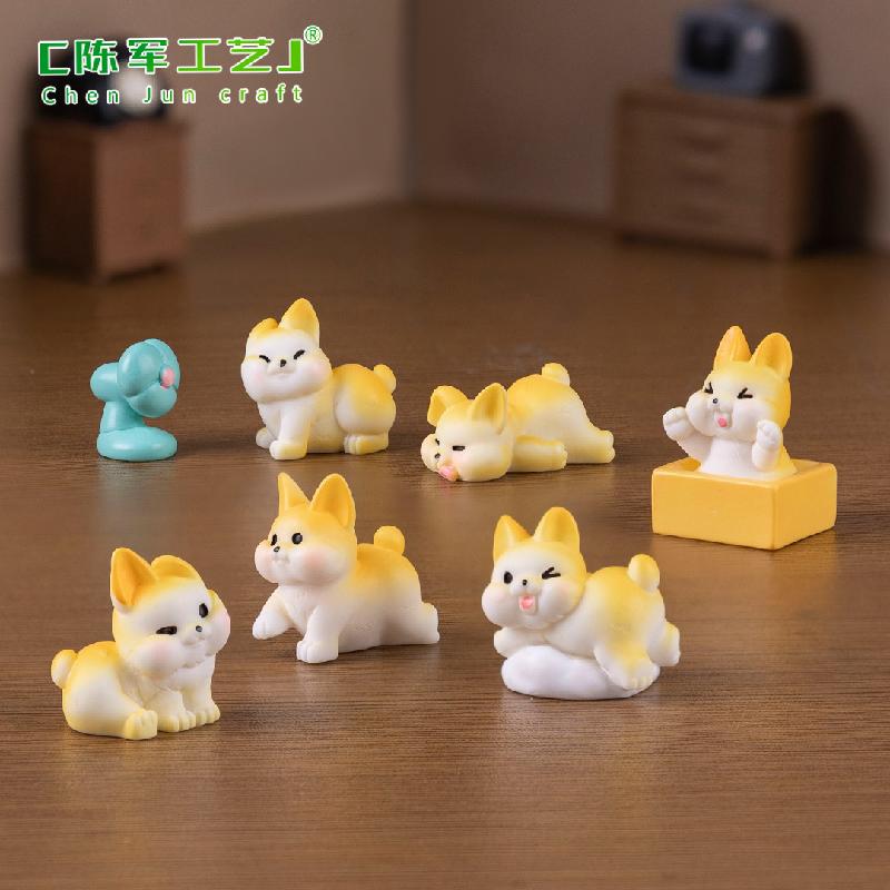 Phụ Kiện Tiểu Cảnh 微景观创意可爱胖胖小柯基公仔萌粒 娃娃屋diy装饰品挂配件小摆件