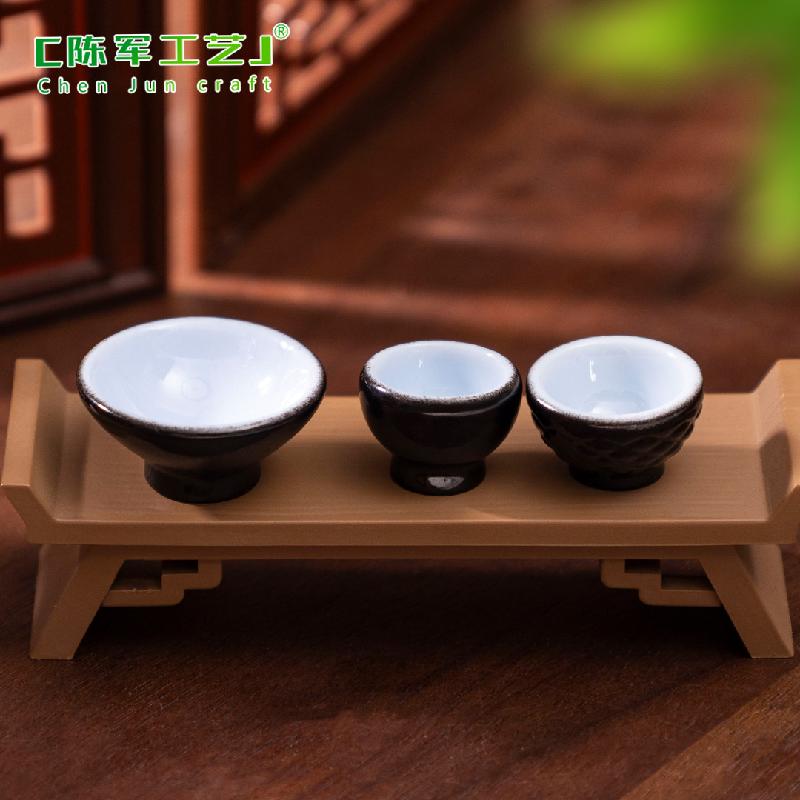Phụ Kiện Tiểu Cảnh 微景观创意仿真黑白小盘子食玩微缩模型 DIY装饰品配件迷你小摆件