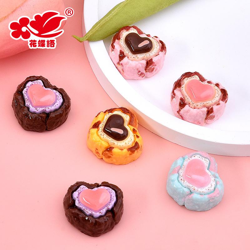 Bánh kem trái tim resin, food mini, phụ kiện DIY (NX-631)