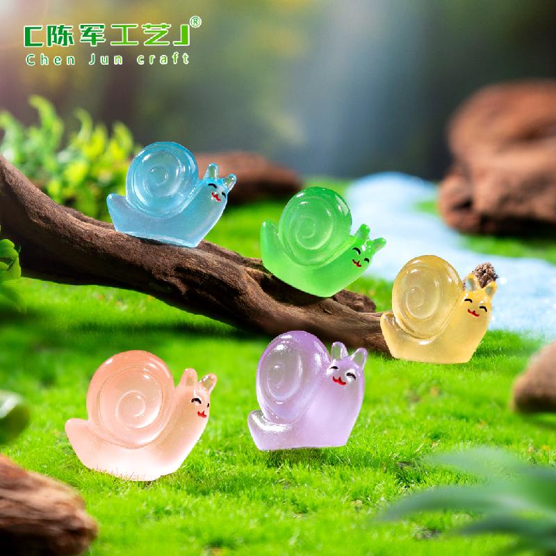 Phụ Kiện Tiểu Cảnh 跨境新品微景观创意夜光小蜗牛园艺造景 DIY装饰品配件迷你小摆件