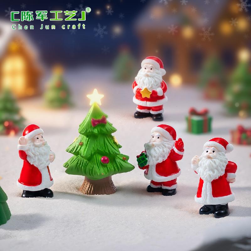 Phụ Kiện Tiểu Cảnh 跨境新品微景观写实圣诞老人 雪地造景diy装饰品挂配件迷你小摆件