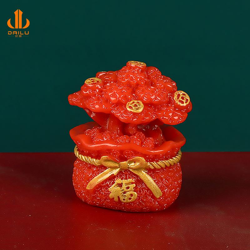 新年款 微景观树脂配件 元宝灯笼福袋DIY装饰创意配件摆件工厂