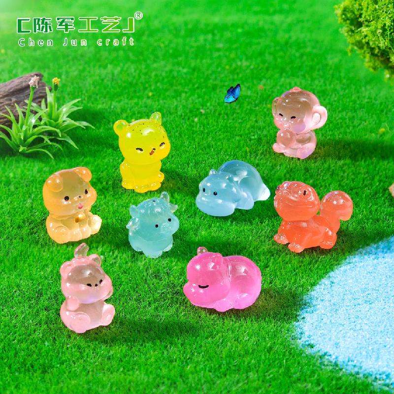 Phụ Kiện Tiểu Cảnh 跨境新品微景观夜光小狗河马公仔萌粒 diy装饰品挂配件迷你小摆件