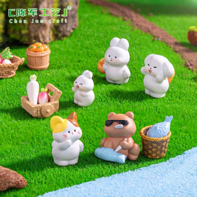 Phụ Kiện Tiểu Cảnh 微景观创意可爱小动物菜市场公仔 DIY装饰品挂配件迷你桌面小摆件