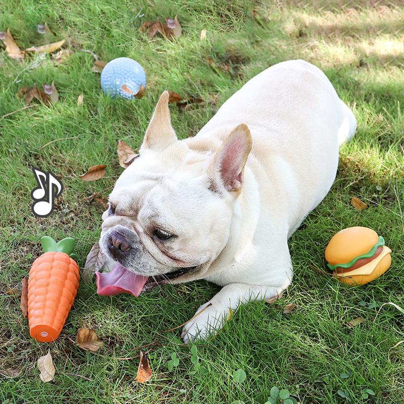Chậu Cây Resin Đồ chơi chó Bulldog Pháp, đồ chơi gặm nhai làm sạch răng, đồ chơi phát âm thanh và huấn luyện chó (RG-249)
