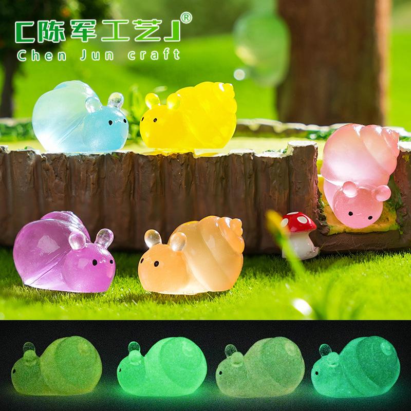 Phụ Kiện Tiểu Cảnh 苔藓微景观创意夜光圆圆小蜗牛园艺造景 DIY装饰品配件迷你小摆件