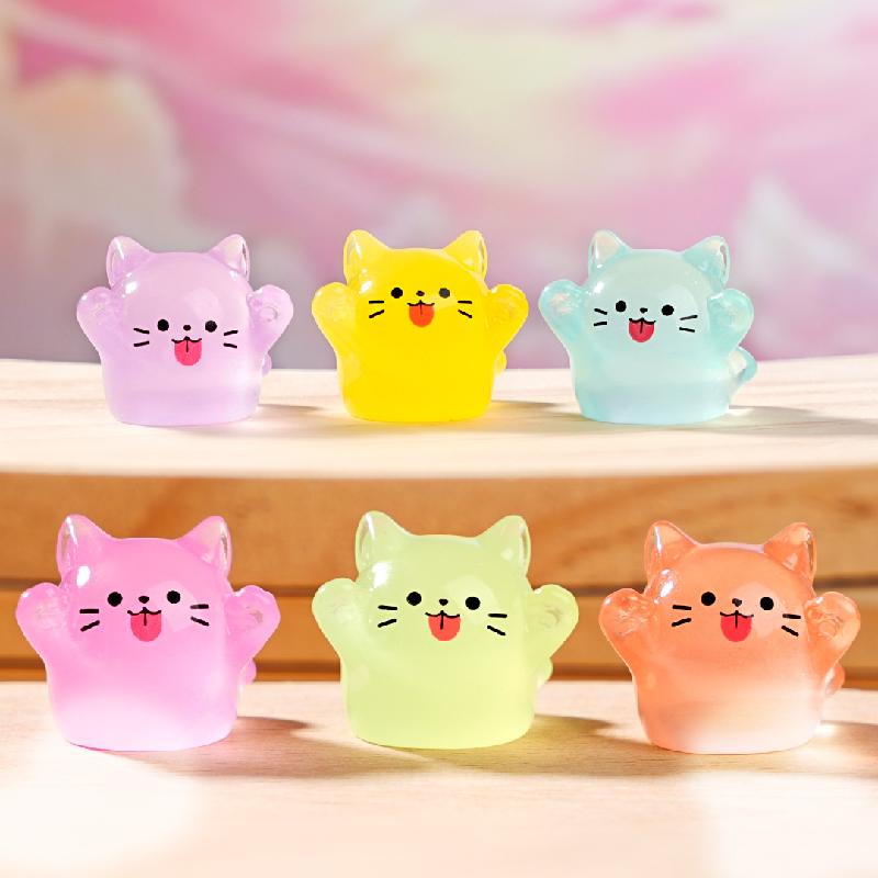 微景观创意夜光幽灵猫猫萌粒公仔 DIY装饰品挂配件迷你桌面小摆件