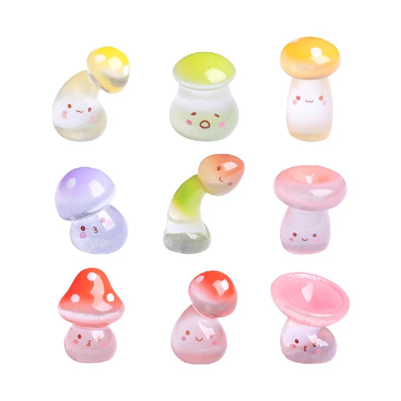 Tiểu cảnh nấm nghiêng phát sáng, rêu DIY, phụ kiện bàn tiểu cảnh mini đáng yêu (ZC-326)