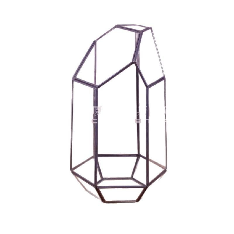 Chậu Đa Giác Nhà kính 6 mặt cắt viền đồng, Terrarium (DG-190)