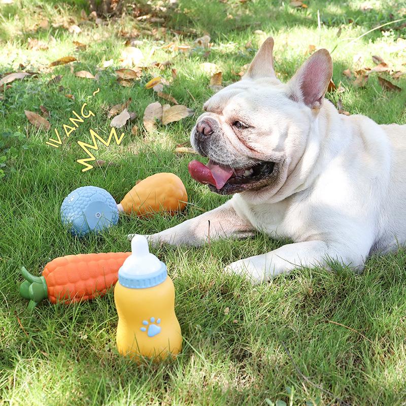 Chậu Cây Resin Đồ chơi chó Bulldog Pháp, đồ chơi gặm nhai làm sạch răng, đồ chơi phát âm thanh và huấn luyện chó (RG-249)