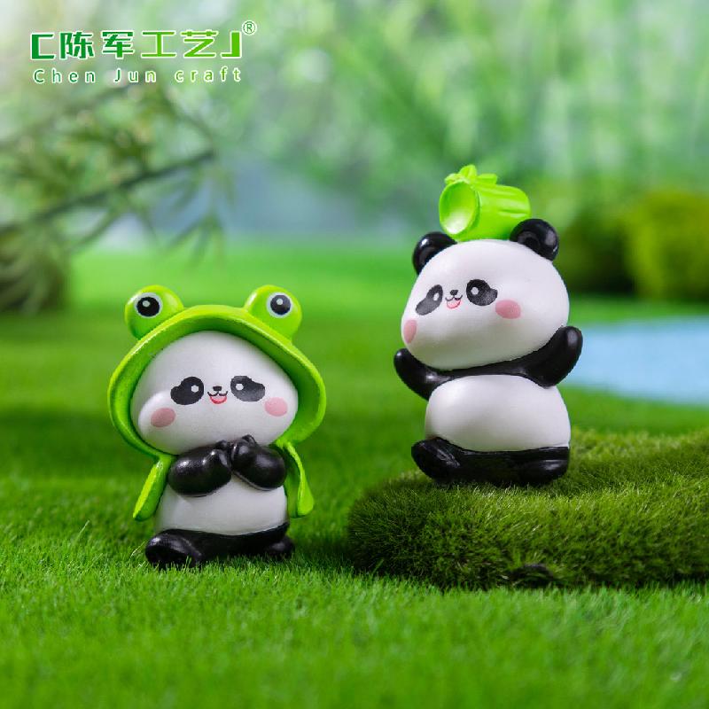 Phụ Kiện Tiểu Cảnh 微景观创意可爱青蛙熊猫公仔 DIY装饰品挂配件迷你车载桌面小摆件