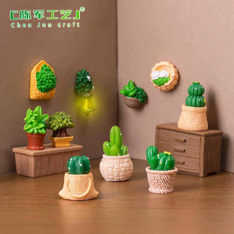 Phụ Kiện Tiểu Cảnh 微景观创意挂壁仙人掌绿植盆摘娃娃屋 DIY装饰品挂配件迷你小摆件