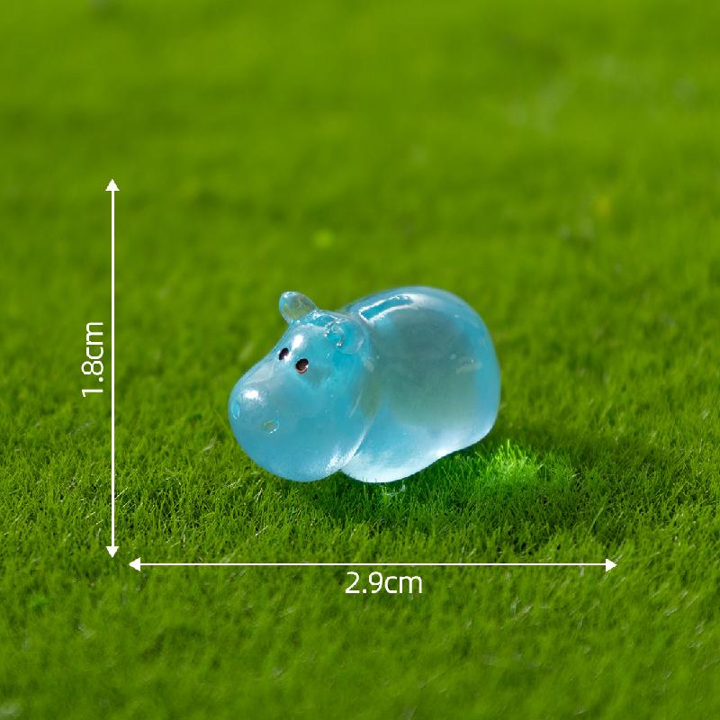 Tiểu cảnh hà mã phát sáng DIY, phụ kiện tiểu cảnh mini resin garden treo bàn cute micro (ZC-1409)