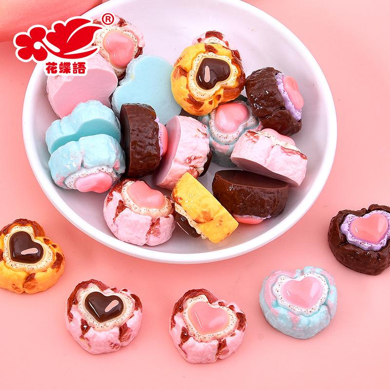 Bánh kem trái tim resin, food mini, phụ kiện DIY (NX-631)