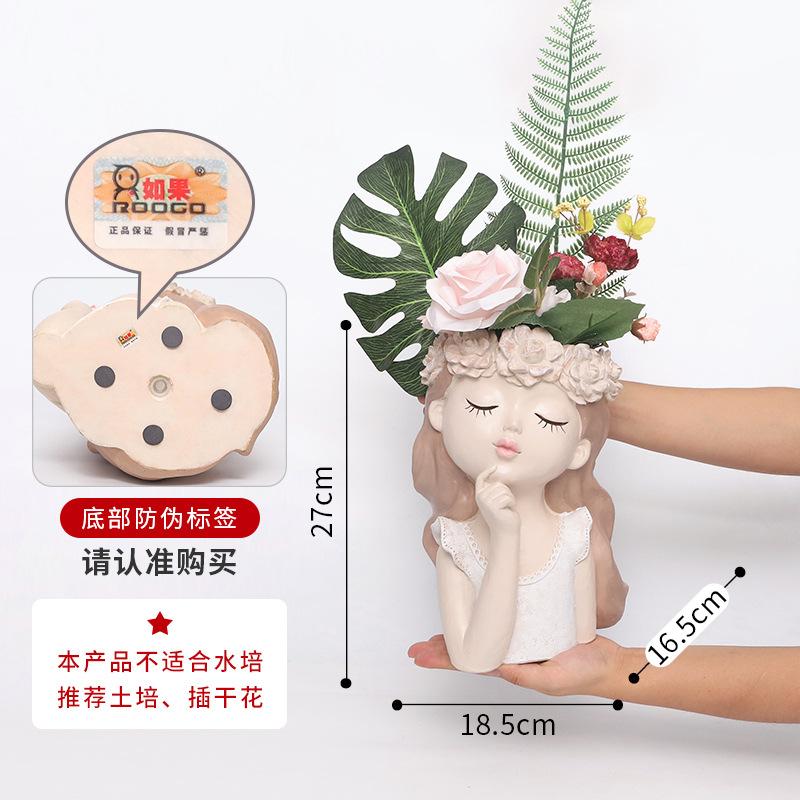 Chậu Cây Resin Chậu cây hình cô gái tiên resin cỡ lớn, chậu trang trí phòng khách, bàn làm việc và sân vườn (RG-90)
