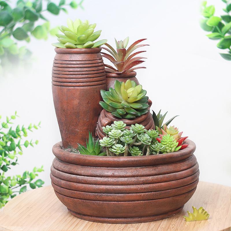 Chậu Cây Resin Chậu cây resin giả chum đất nung, chậu mọng nước mini, trang trí ban công và tiểu cảnh (RG-257)
