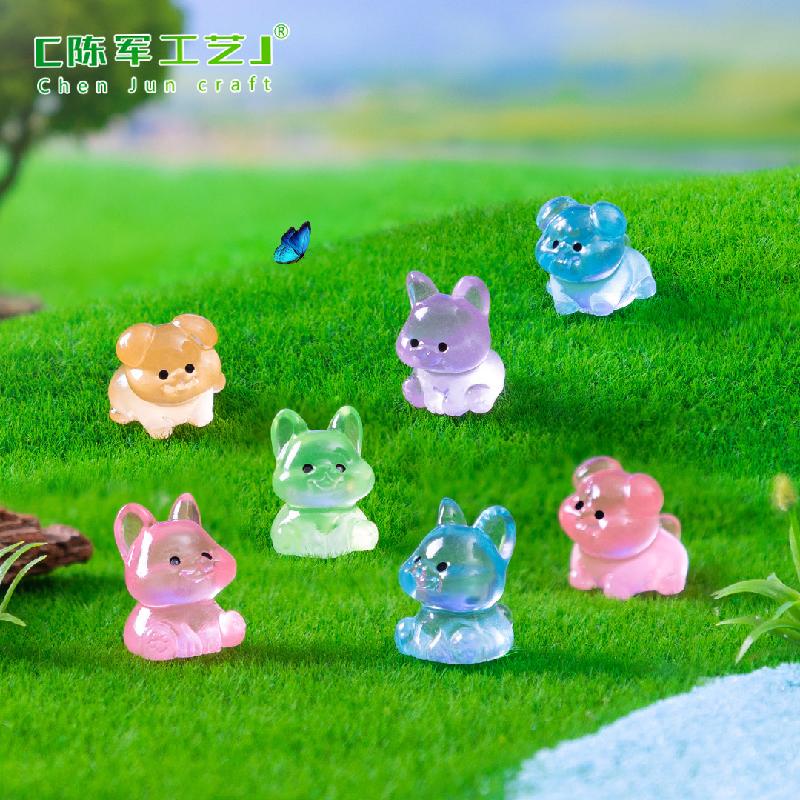 Phụ Kiện Tiểu Cảnh 跨境新品微景观可爱夜光哈巴狗公仔园艺造景 diy装饰品配件小摆件