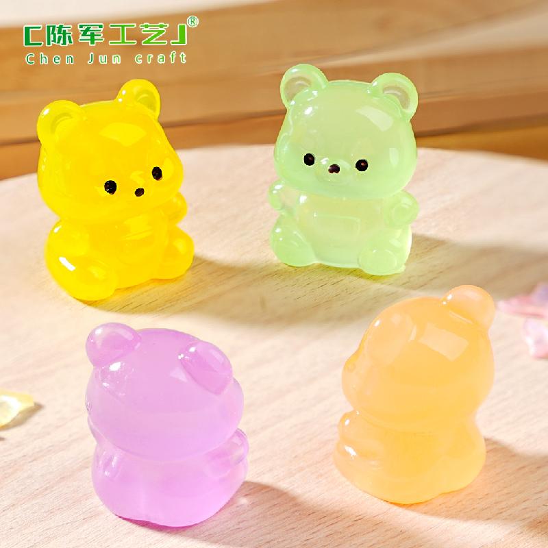 Phụ Kiện Tiểu Cảnh 微景观创意可爱卡通透色夜光小熊 DIY装饰品挂配件迷你桌面小摆件