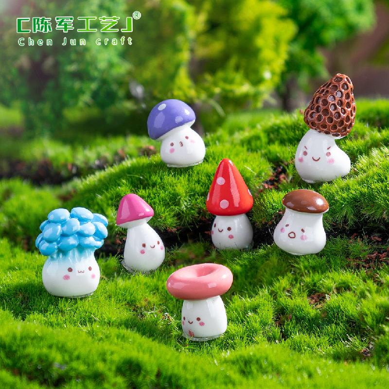 Phụ Kiện Tiểu Cảnh 跨境外贸微景观可爱歪头小蘑菇萌粒 苔藓园艺diy装饰品配件小摆件