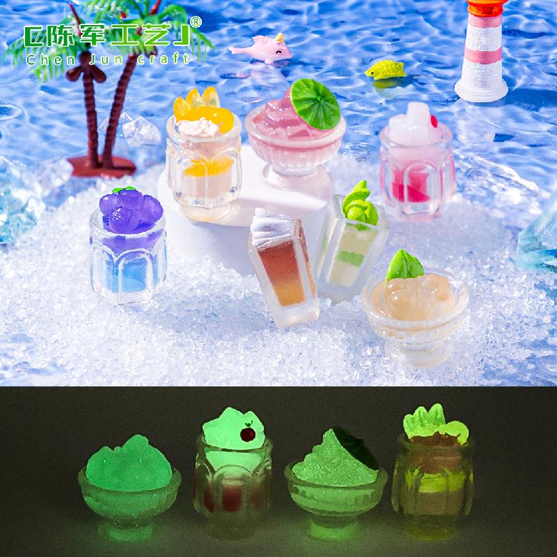 Phụ Kiện Tiểu Cảnh 微景观创意仿真夜光夏日冰饮食玩 DIY装饰品挂配件迷你桌面小摆件