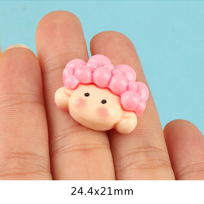 新款亮面女孩头 diy奶油胶自制手机壳发夹饰品树脂配件批发
