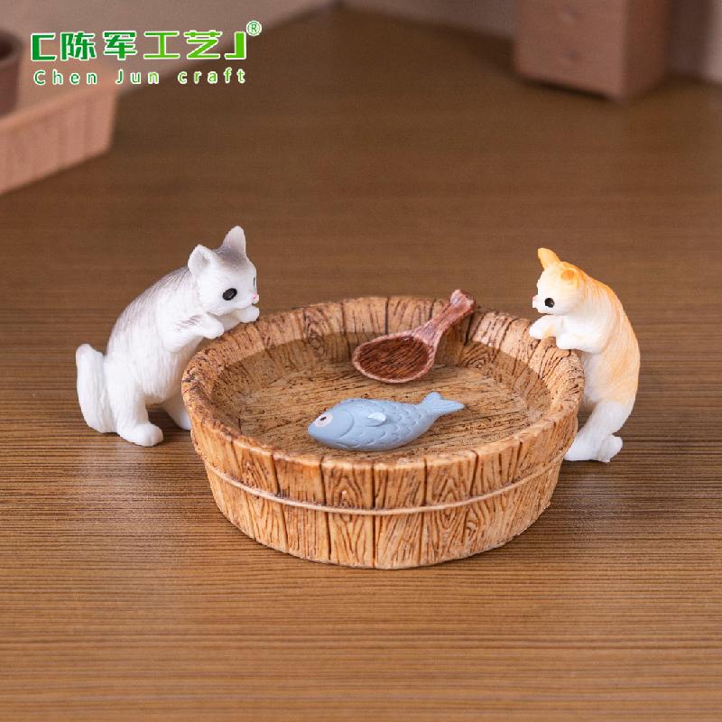 Phụ Kiện Tiểu Cảnh 微景观创意洗浴美人鱼小猫娃屋造景 DIY装饰品配件迷你桌面小摆件