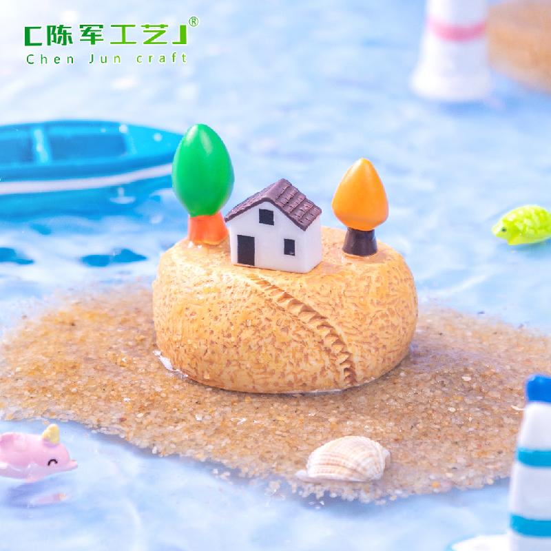 Phụ Kiện Tiểu Cảnh 微景观创意迷你小岛屿房子沙滩造景 DIY装饰品配件微缩场景小摆件