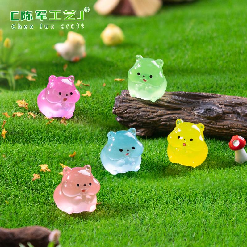 Phụ Kiện Tiểu Cảnh 微景观创意可爱夜光胖胖小仓鼠 园艺造景DIY装饰品配件迷你小摆件