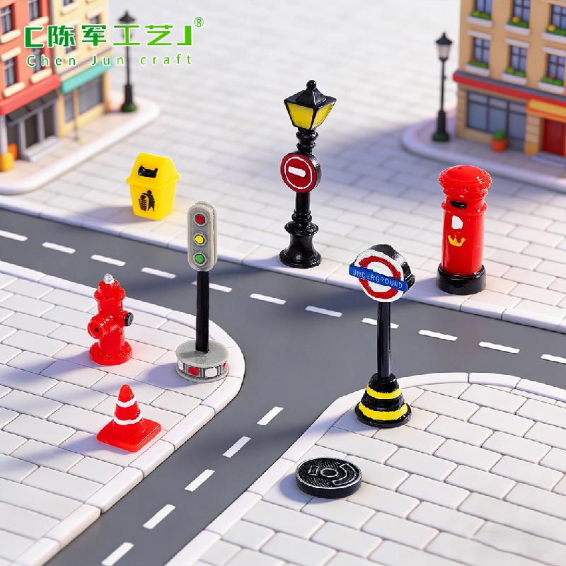 Phụ Kiện Tiểu Cảnh Tiểu cảnh cột đèn, thùng rác, trang trí đường phố mini (ZC-92)