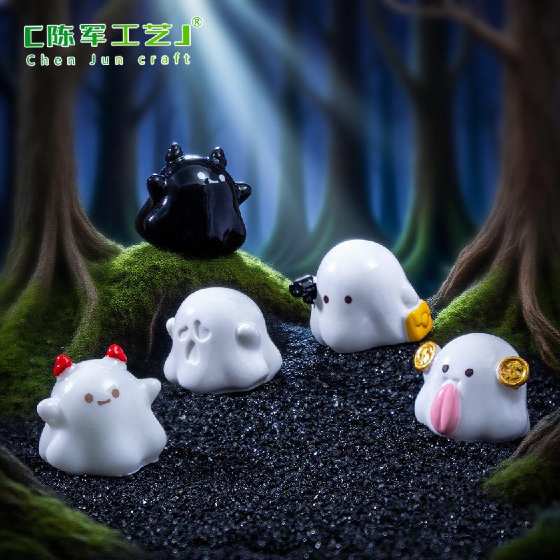 Phụ Kiện Tiểu Cảnh 跨境微景观创意实色可爱鬼恶魔萌粒 DIY装饰配件迷你万圣节小摆件