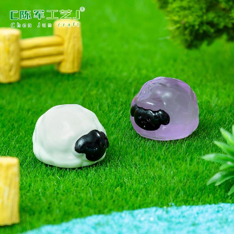 Phụ Kiện Tiểu Cảnh 微景观创意夜光黑脸小羊萌粒公仔 DIY装饰配件迷你车载桌面小摆件