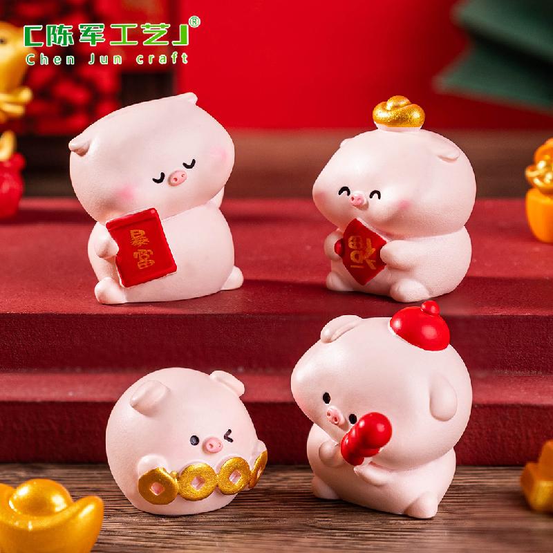 Heo tài lộc năm mới – Mô hình heo nhỏ may mắn, trang trí bàn làm việc, xe hơi (M-1368)