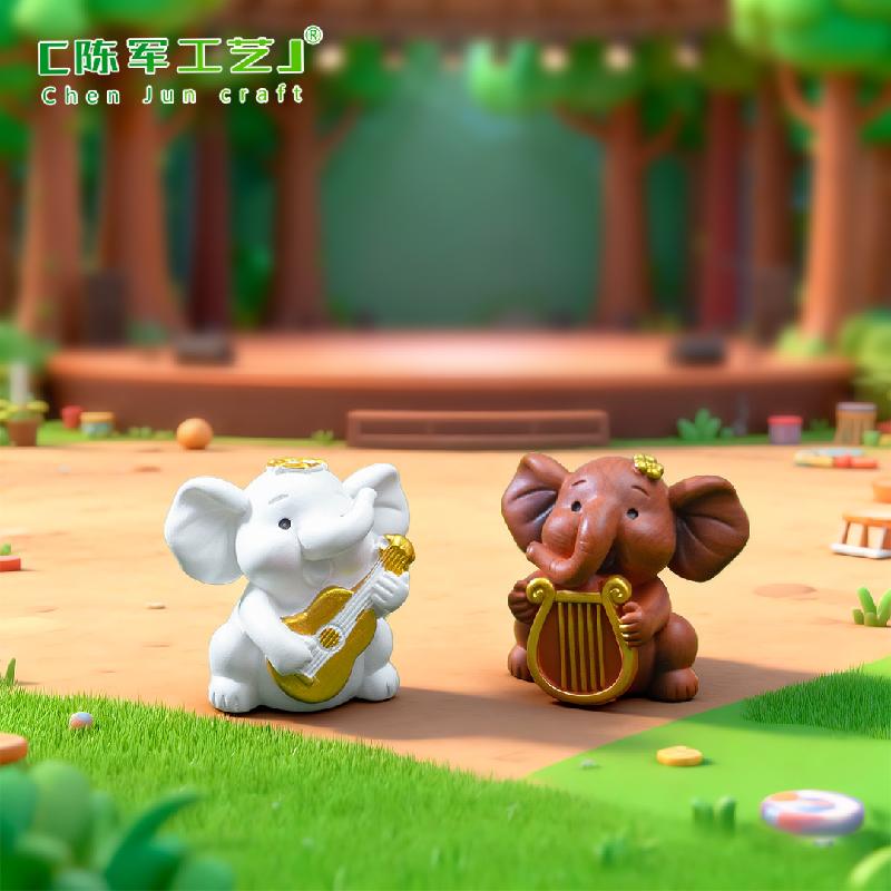 Phụ Kiện Tiểu Cảnh Voi Và Đàn Violin Mini Dễ Thương (PK-687)
