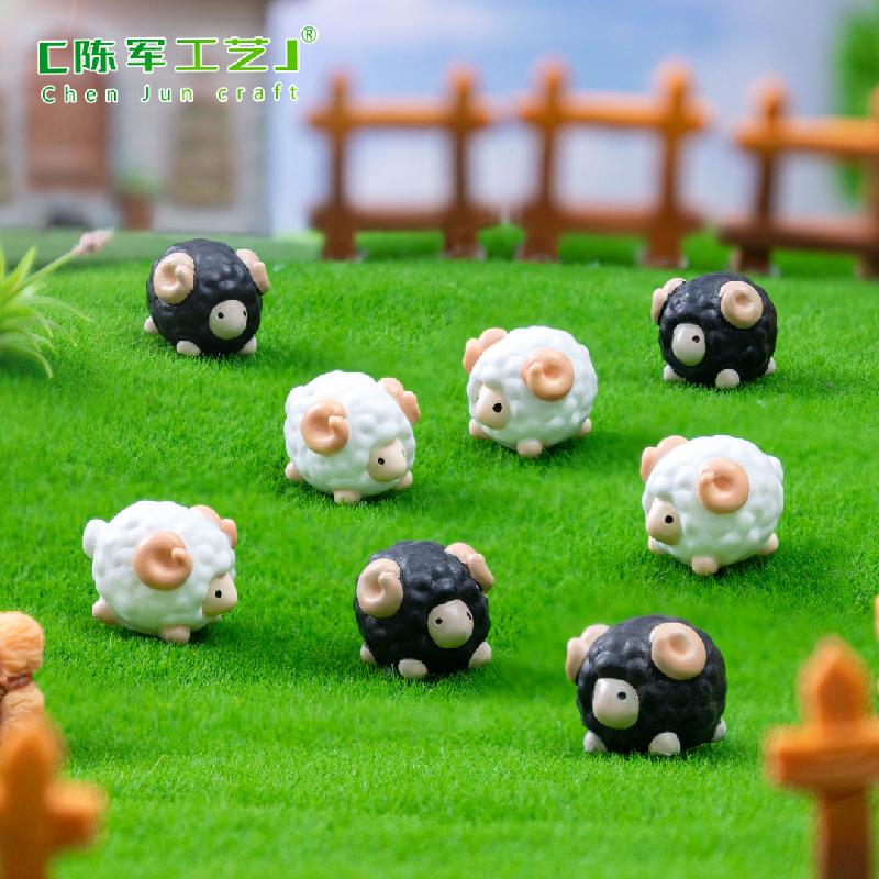 Phụ Kiện Tiểu Cảnh 微景观创意可爱黑白小绵羊愿意造景 DIY装饰品配件迷你微缩小摆件