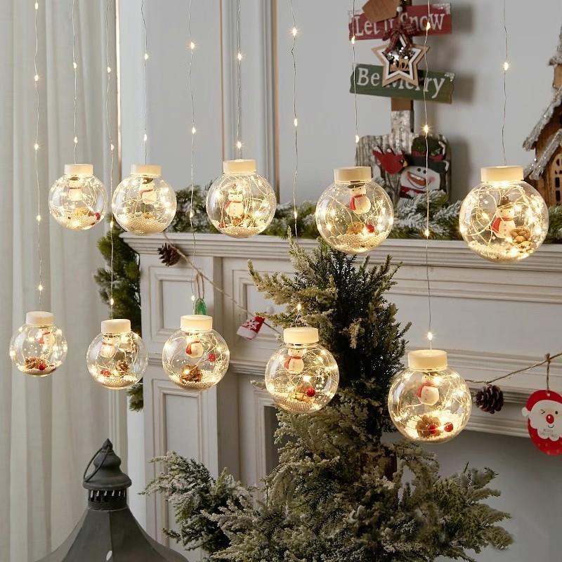 Trang Trí Noel Đèn LED quả cầu Giáng Sinh - trang trí lãng mạn cho phòng ngủ, cửa hàng và cửa sổ, ánh sáng đèn dây sao, lý tưởng cho các dịp lễ hội.