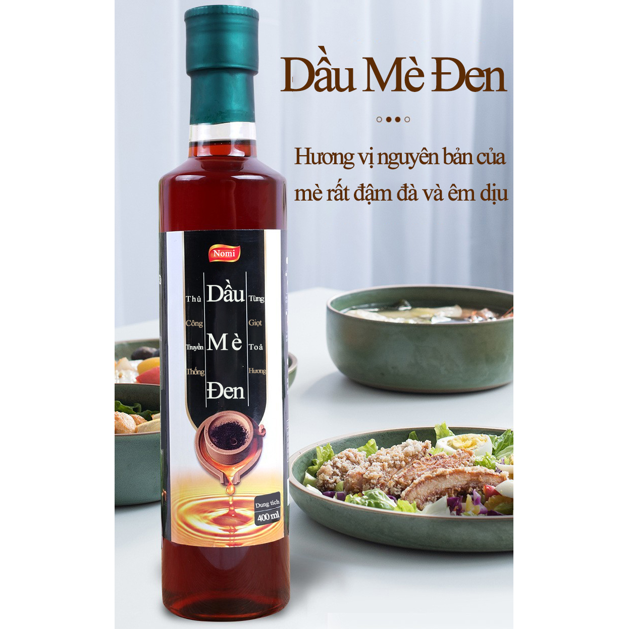 Dầu Thực Vật Dầu mè đen nguyên chất dung tích 1000ml Chai lớn dùng cho nấu ăn, làm đẹp